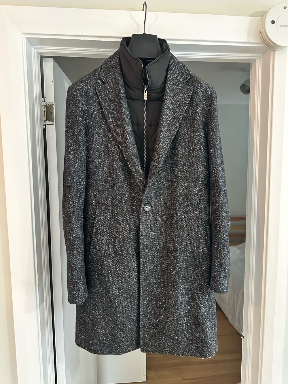 Hugo Boss - Men's Charcoal Gray Wool-Blend Hybrid Winter Overcoat